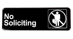 [ SIGN, NO SOLICITING (BLK,3X9)  ]
